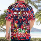 Custom Demons Rugby Merry Christmas Hawaiian Shirt Indigenous Australian Art