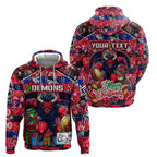 Custom Demons Rugby Merry Christmas Hoodie Indigenous Australian Art