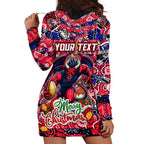 Custom Demons Rugby Merry Christmas Hoodie Dress Indigenous Australian Art