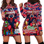 Custom Demons Rugby Merry Christmas Hoodie Dress Indigenous Australian Art