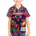 Custom Demons Rugby Merry Christmas Kid Hawaiian Shirt Indigenous Australian Art