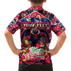 Custom Demons Rugby Merry Christmas Kid Hawaiian Shirt Indigenous Australian Art