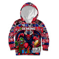Custom Demons Rugby Merry Christmas Kid Hoodie Indigenous Australian Art