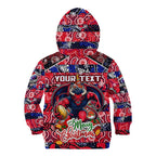 Custom Demons Rugby Merry Christmas Kid Hoodie Indigenous Australian Art