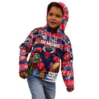 Custom Demons Rugby Merry Christmas Kid Hoodie Indigenous Australian Art