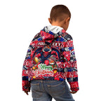 Custom Demons Rugby Merry Christmas Kid Hoodie Indigenous Australian Art