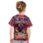 Custom Demons Rugby Merry Christmas Kid T Shirt Indigenous Australian Art