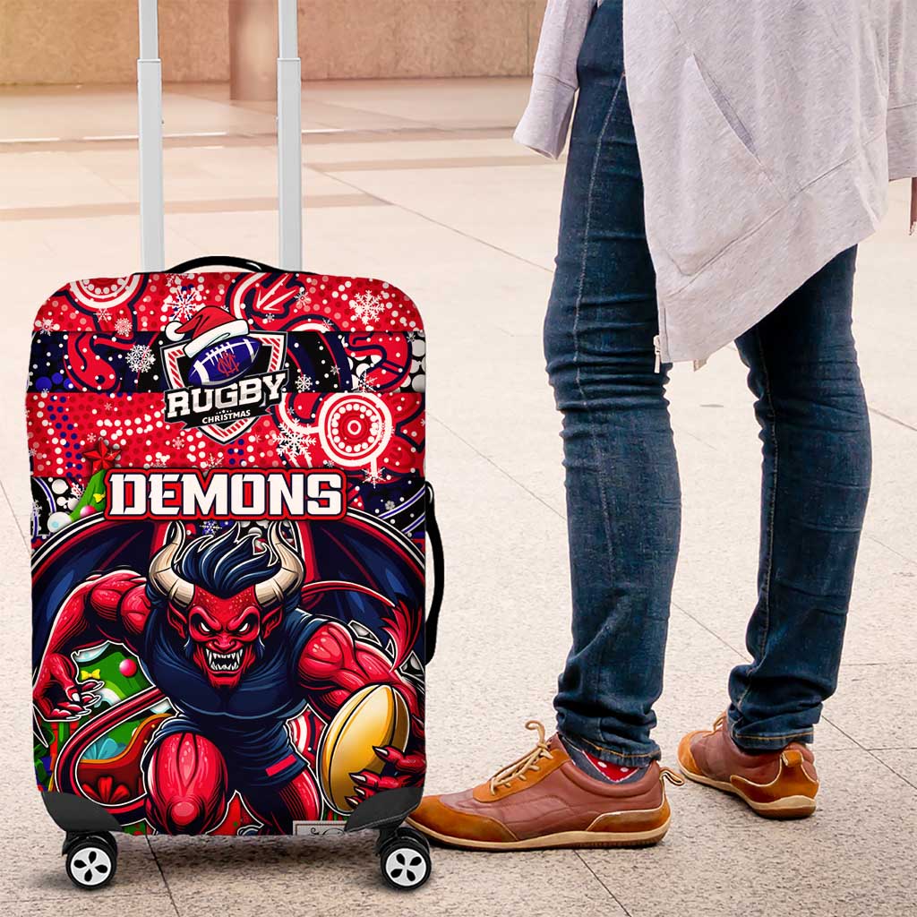 Demons Football Merry Christmas Luggage Cover Indigenous Australian Art