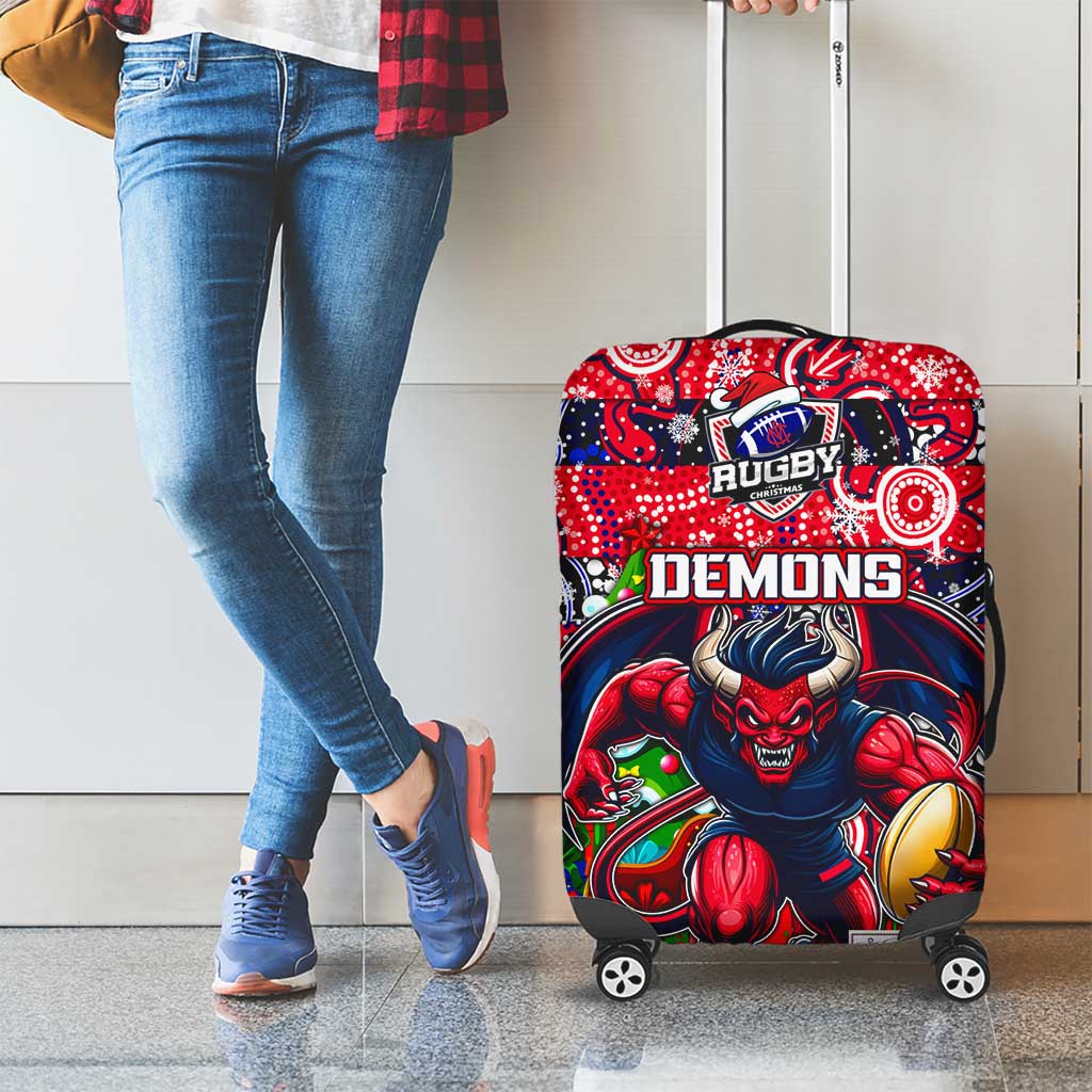 Demons Football Merry Christmas Luggage Cover Indigenous Australian Art