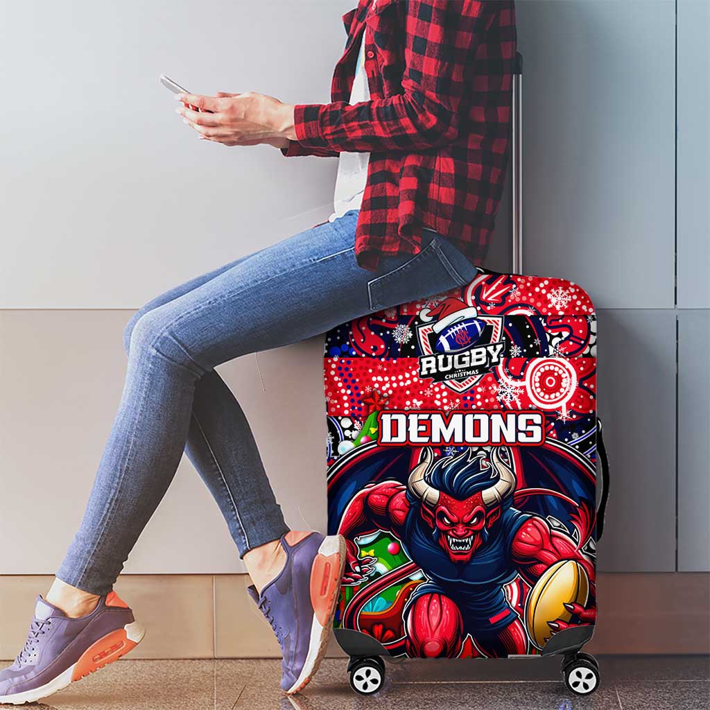 Demons Football Merry Christmas Luggage Cover Indigenous Australian Art
