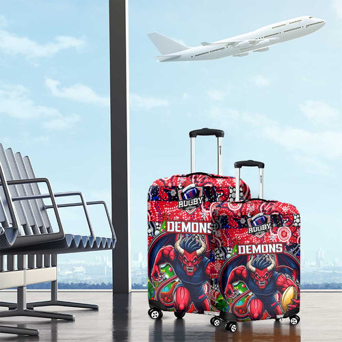 Demons Football Merry Christmas Luggage Cover Indigenous Australian Art