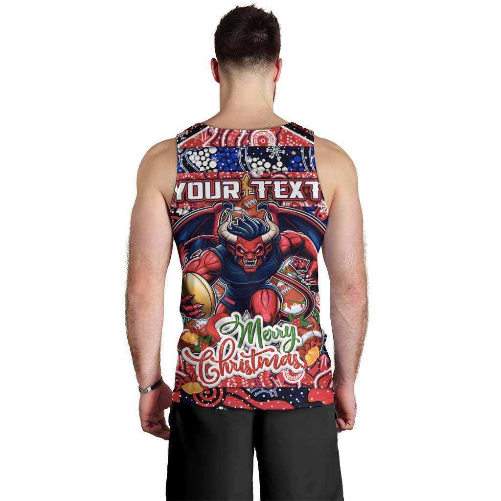 Custom Demons Rugby Merry Christmas Men Tank Top Indigenous Australian Art