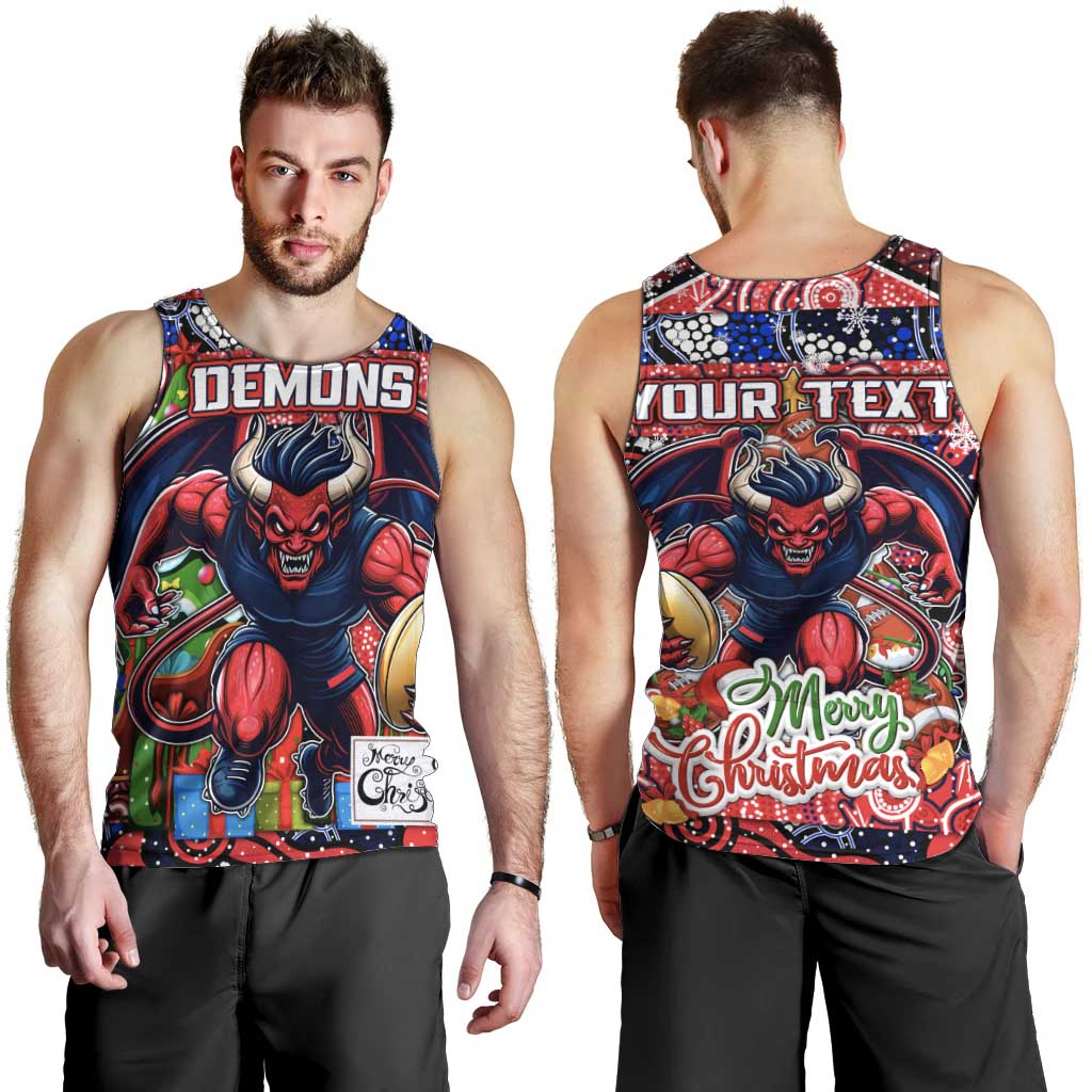 Custom Demons Rugby Merry Christmas Men Tank Top Indigenous Australian Art