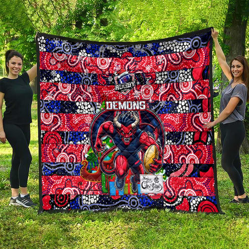 Demons Football Merry Christmas Quilt Indigenous Australian Art