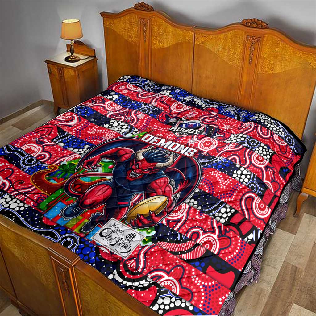 Demons Football Merry Christmas Quilt Indigenous Australian Art
