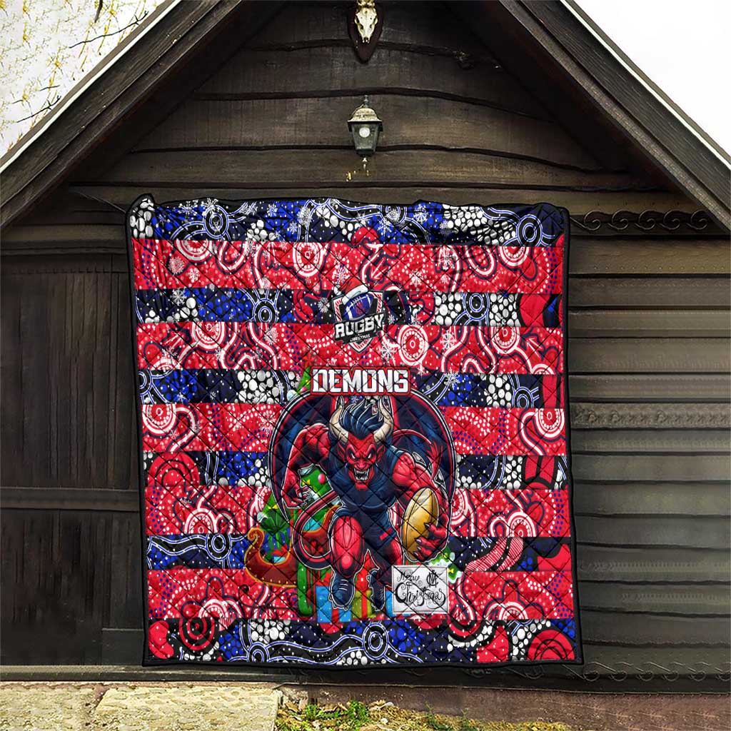 Demons Football Merry Christmas Quilt Indigenous Australian Art