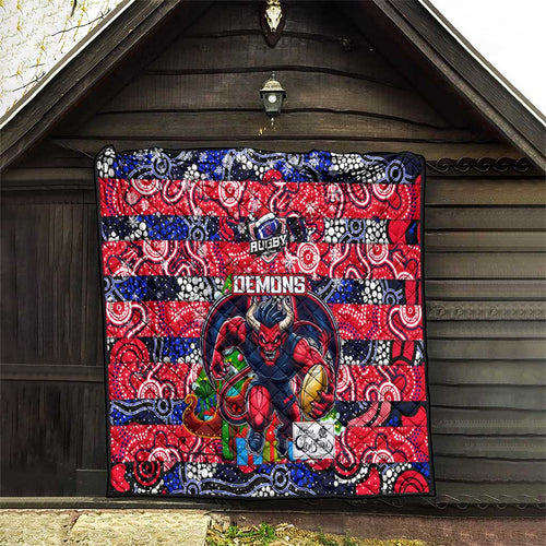 Demons Football Merry Christmas Quilt Indigenous Australian Art