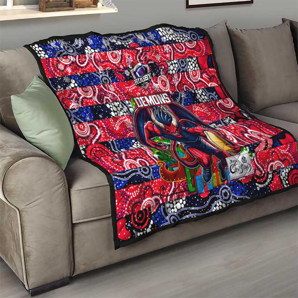 Demons Football Merry Christmas Quilt Indigenous Australian Art