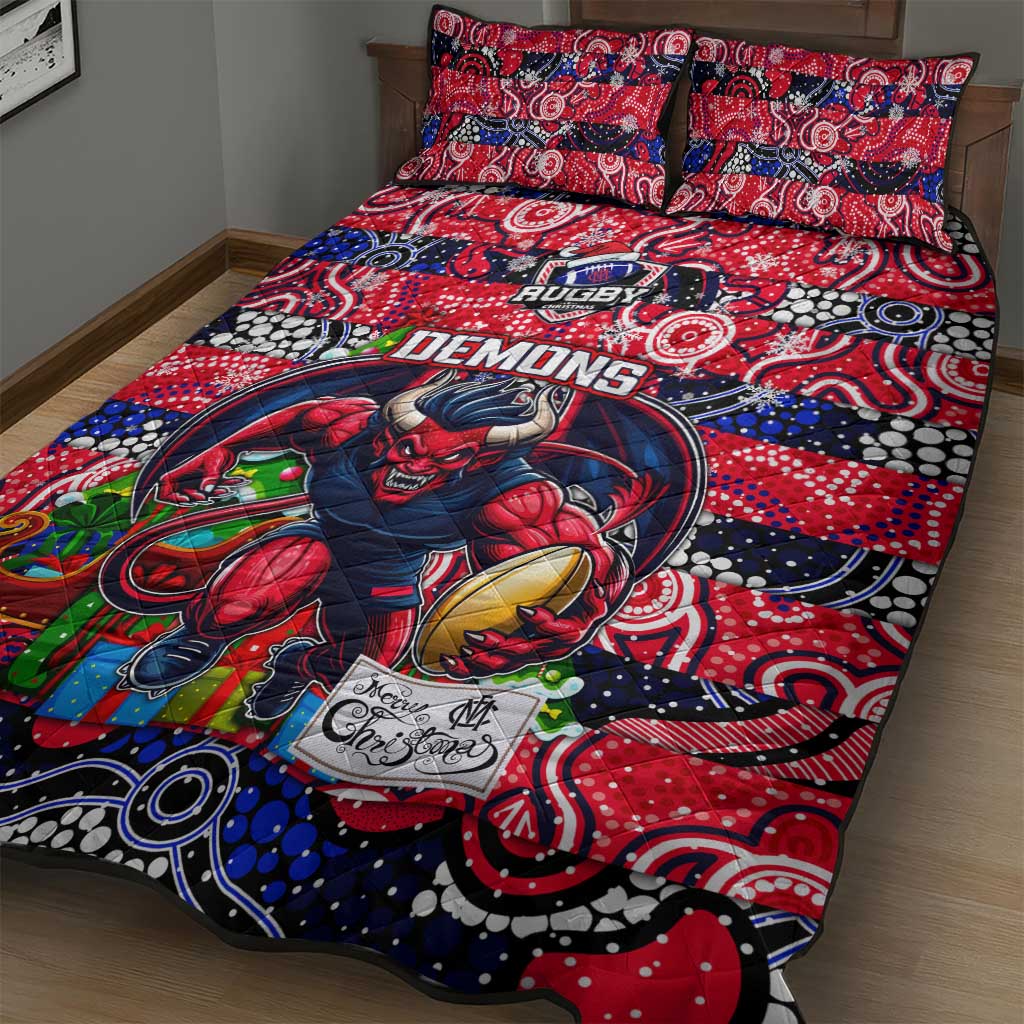 Demons Football Merry Christmas Quilt Bed Set Indigenous Australian Art