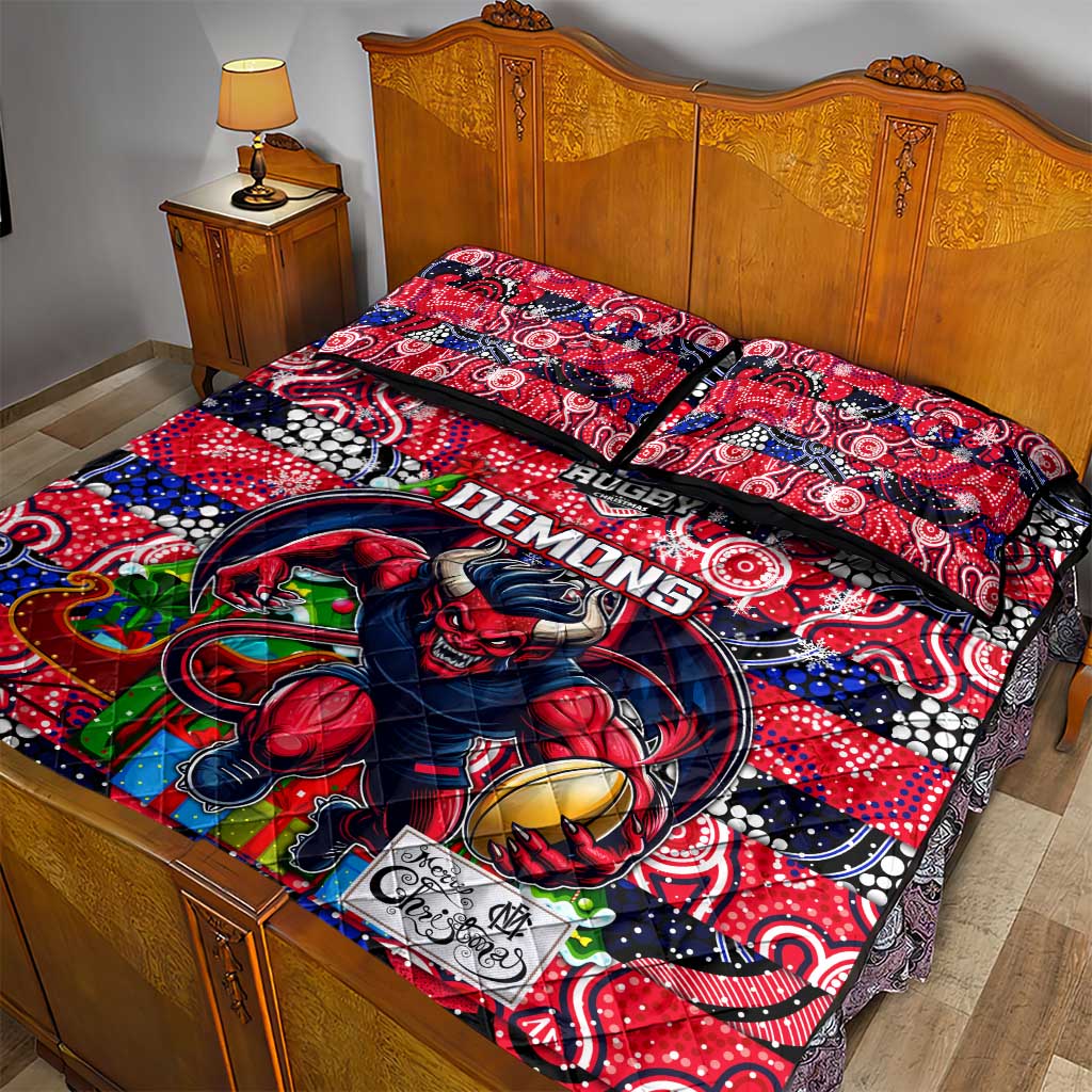 Demons Football Merry Christmas Quilt Bed Set Indigenous Australian Art