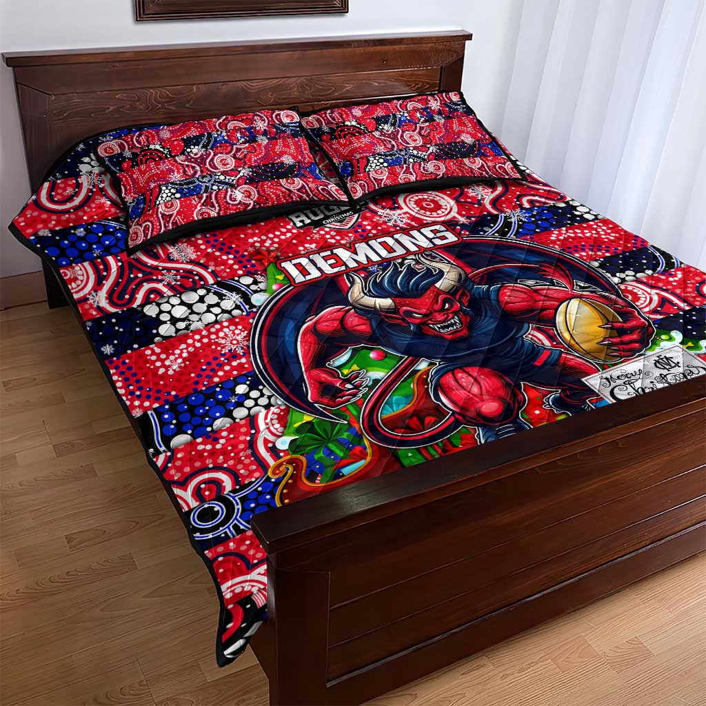 Demons Football Merry Christmas Quilt Bed Set Indigenous Australian Art