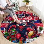 Demons Football Merry Christmas Round Carpet Indigenous Australian Art
