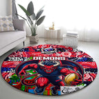 Demons Football Merry Christmas Round Carpet Indigenous Australian Art