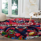 Demons Football Merry Christmas Round Carpet Indigenous Australian Art