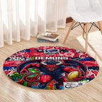 Demons Football Merry Christmas Round Carpet Indigenous Australian Art