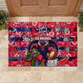 Demons Football Merry Christmas Rubber Doormat Indigenous Australian Art