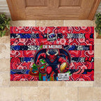 Demons Football Merry Christmas Rubber Doormat Indigenous Australian Art