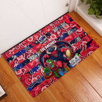 Demons Football Merry Christmas Rubber Doormat Indigenous Australian Art
