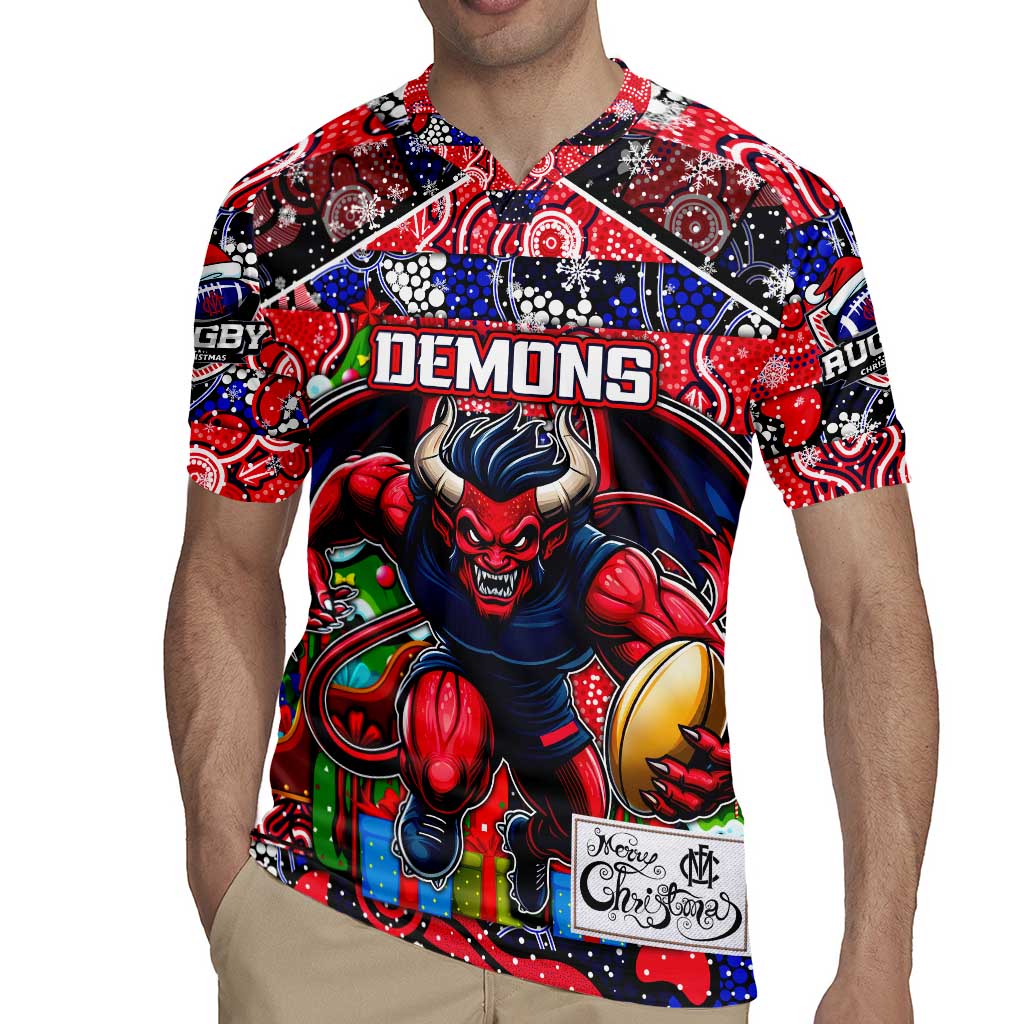 Custom Demons Rugby Merry Christmas Rugby Jersey Indigenous Australian Art
