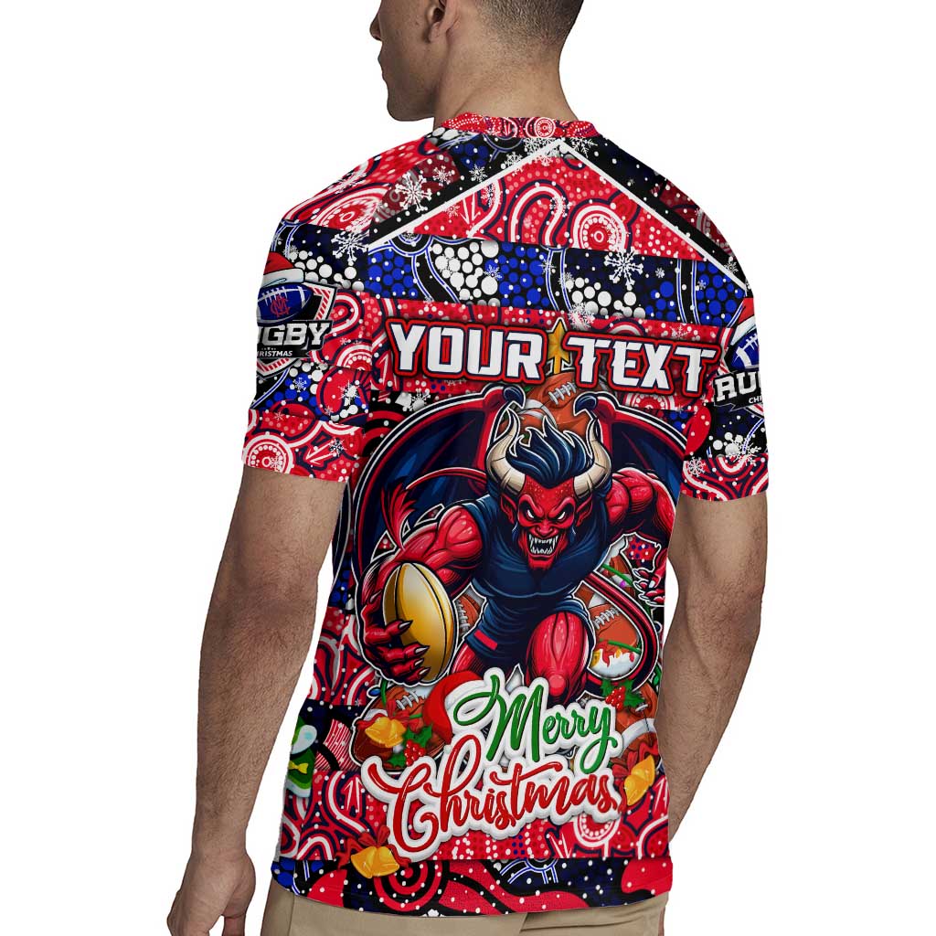 Custom Demons Rugby Merry Christmas Rugby Jersey Indigenous Australian Art