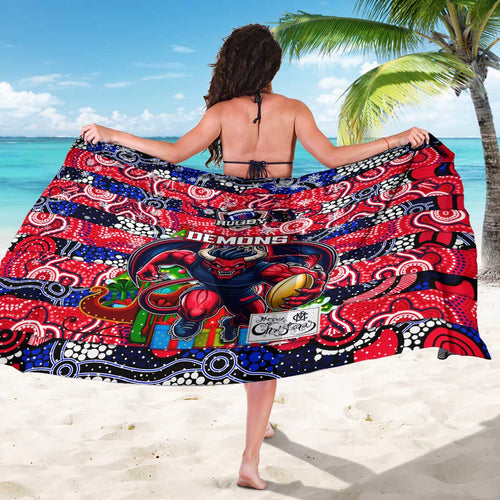 Demons Football Merry Christmas Sarong Indigenous Australian Art