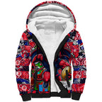 Custom Demons Rugby Merry Christmas Sherpa Hoodie Indigenous Australian Art