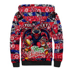 Custom Demons Rugby Merry Christmas Sherpa Hoodie Indigenous Australian Art