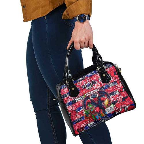Demons Football Merry Christmas Shoulder Handbag Indigenous Australian Art