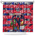 Demons Football Merry Christmas Shower Curtain Indigenous Australian Art
