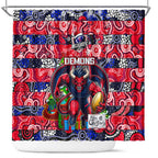 Demons Football Merry Christmas Shower Curtain Indigenous Australian Art