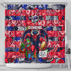 Demons Football Merry Christmas Shower Curtain Indigenous Australian Art