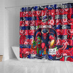 Demons Football Merry Christmas Shower Curtain Indigenous Australian Art