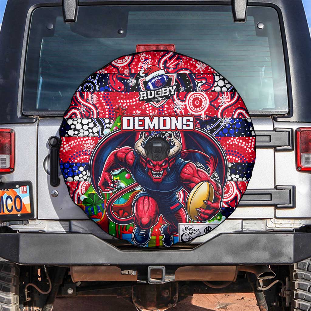 Demons Football Merry Christmas Spare Tire Cover Indigenous Australian Art