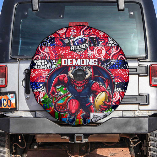 Demons Football Merry Christmas Spare Tire Cover Indigenous Australian Art