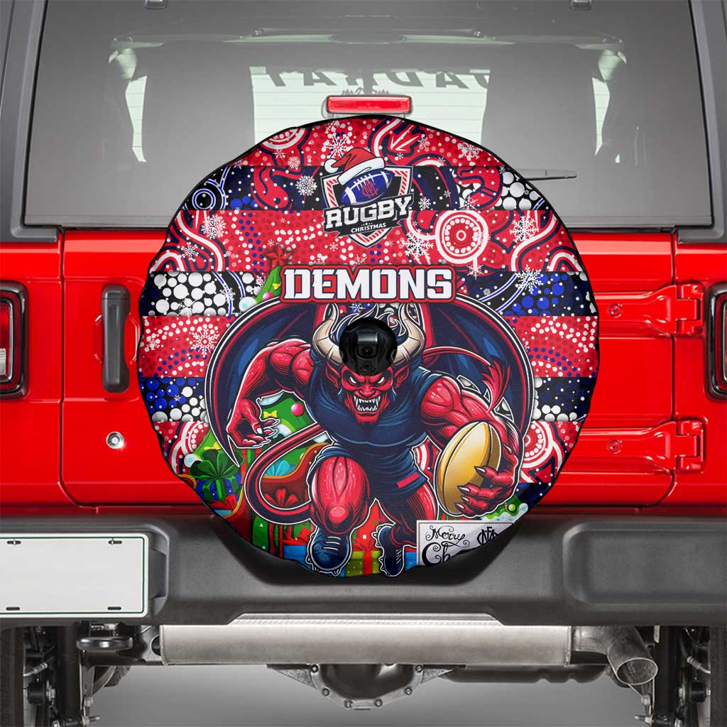 Demons Football Merry Christmas Spare Tire Cover Indigenous Australian Art