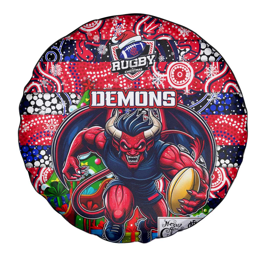 Demons Football Merry Christmas Spare Tire Cover Indigenous Australian Art