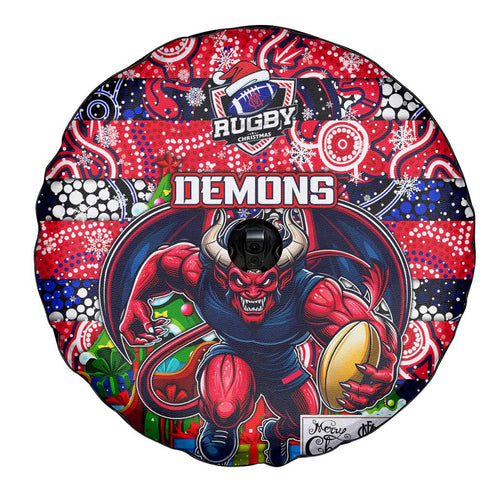 Demons Football Merry Christmas Spare Tire Cover Indigenous Australian Art