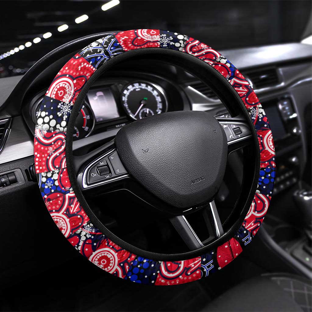 Demons Football Merry Christmas Steering Wheel Cover Indigenous Australian Art