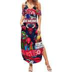 Custom Demons Rugby Merry Christmas Summer Maxi Dress Indigenous Australian Art