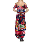 Custom Demons Rugby Merry Christmas Summer Maxi Dress Indigenous Australian Art